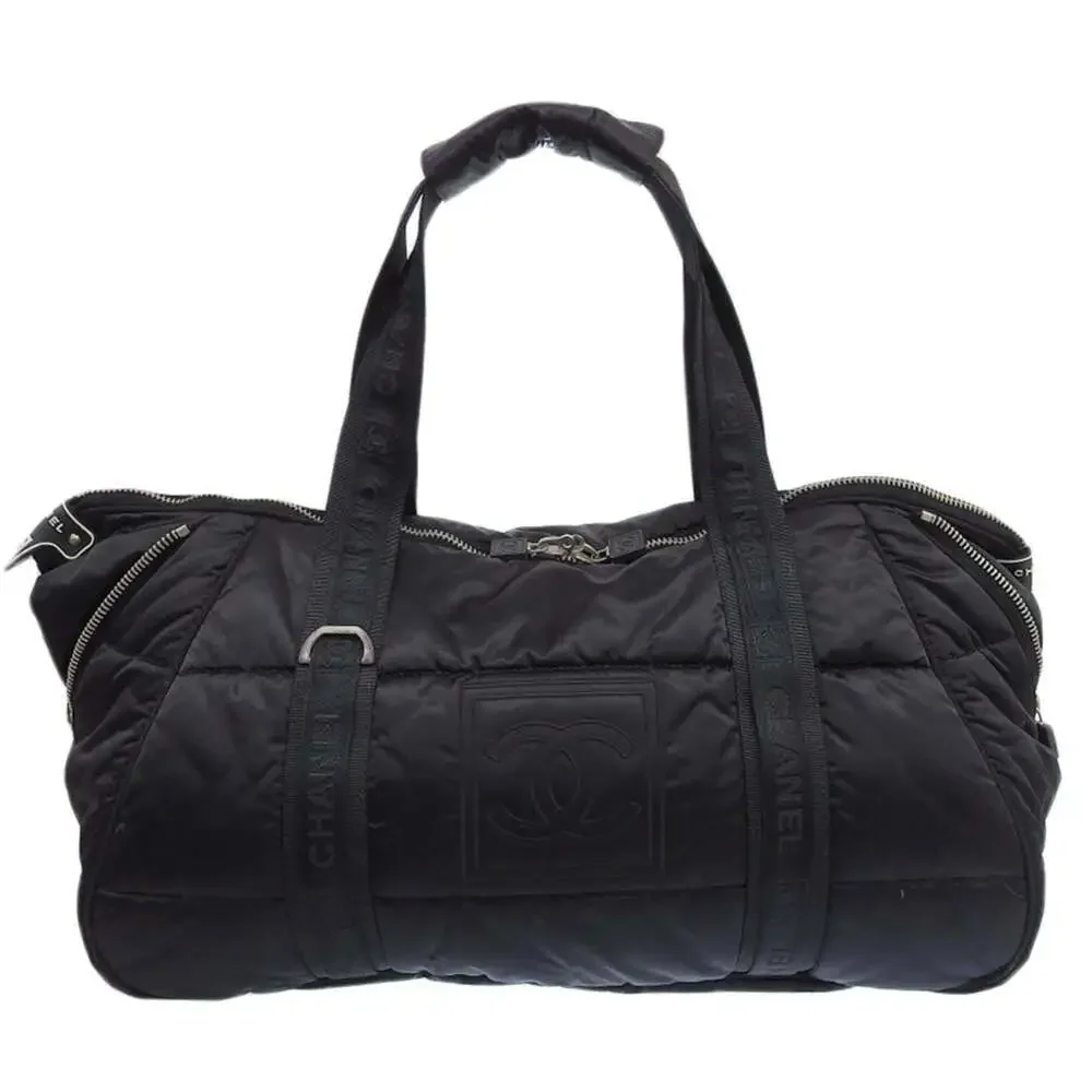 CHANEL Black Logo Boston Bag